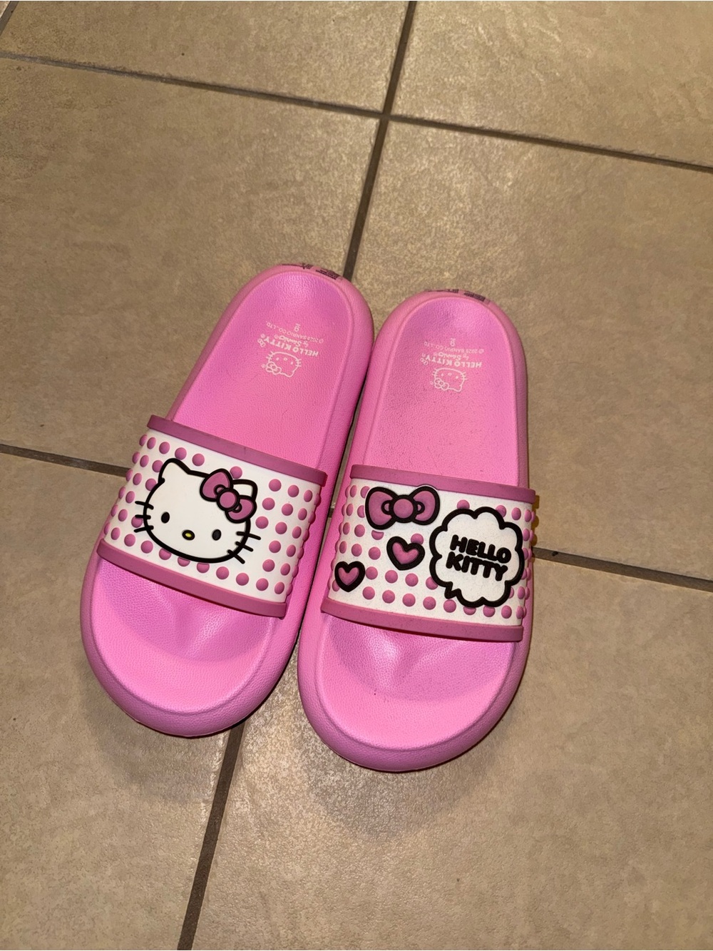 Hello Kitty Pink Slide Sandals with Character Accents